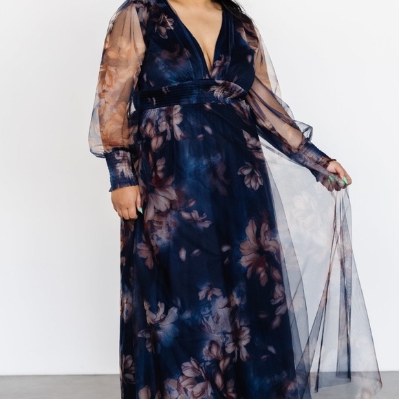 Baltic Born Layla Tulle Maxi Dress | Dark Blue Floral Size XLXL - Picture 3 of 5